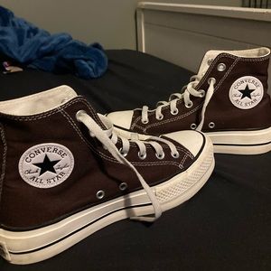 Gently used brown Chuck Taylor All Star Lift Platform Canvas shoes!!